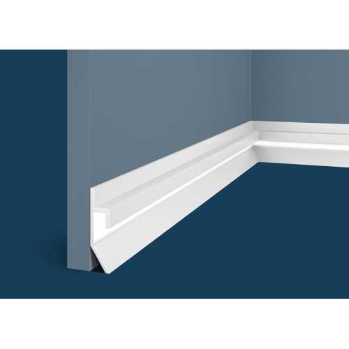 Фото Плинтус напольный Cosca PL004 для подсветки, белый (65х16)