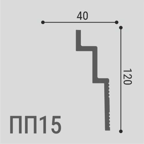 Фото Карниз Де Багет под покраску, XPC полимер ПП 15 120/40 (120х40х2000)