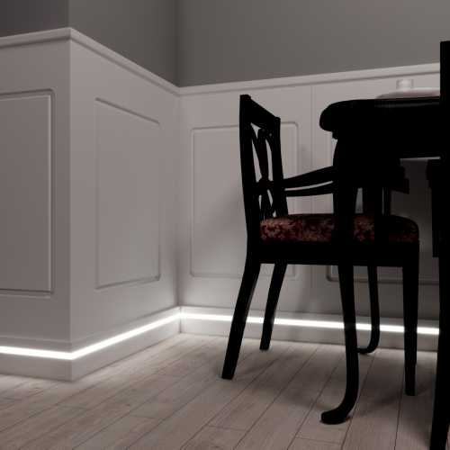 Фото Плинтус напольный с подсветкой LED Evrowood PN 101 Белый, крашеный (100*16*2000)