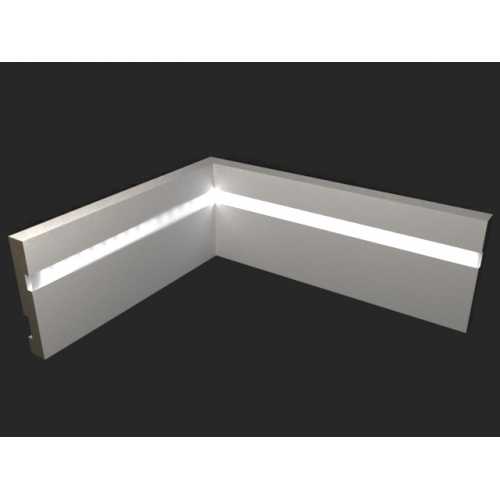 Фото Плинтус напольный с подсветкой LED Evrowood PN 101 Белый, крашеный (100*16*2000)