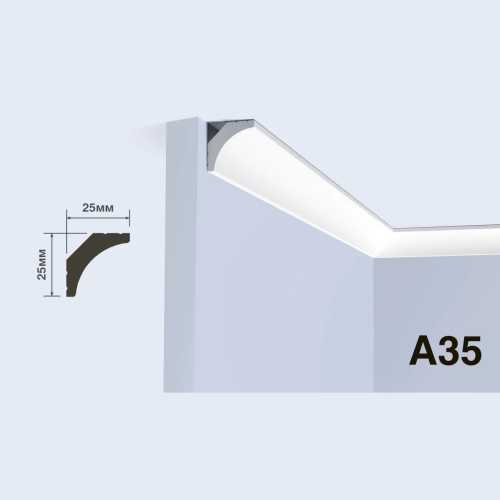 Фото Карниз под покраску HIWOOD A35 из фитополимера (25х25х2000 мм)