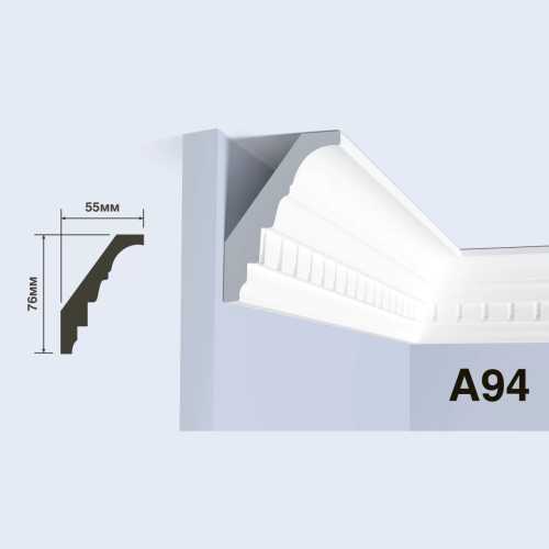 Фото Карниз под покраску HIWOOD A94 из фитополимера (76х55х2000 мм)