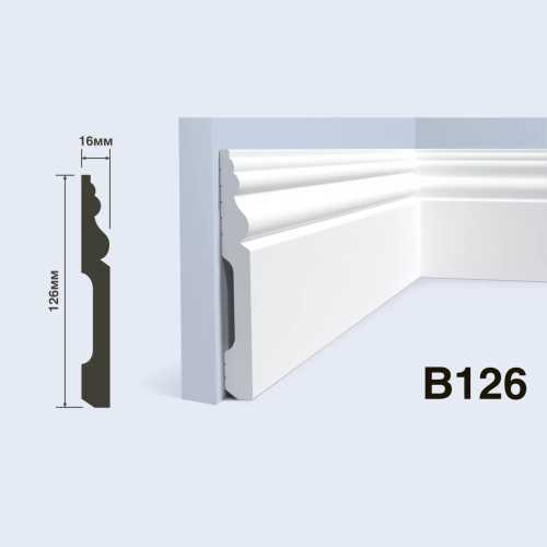 Фото Плинтус напольный Hiwood B126 под покраску, белый (126*16*2000)