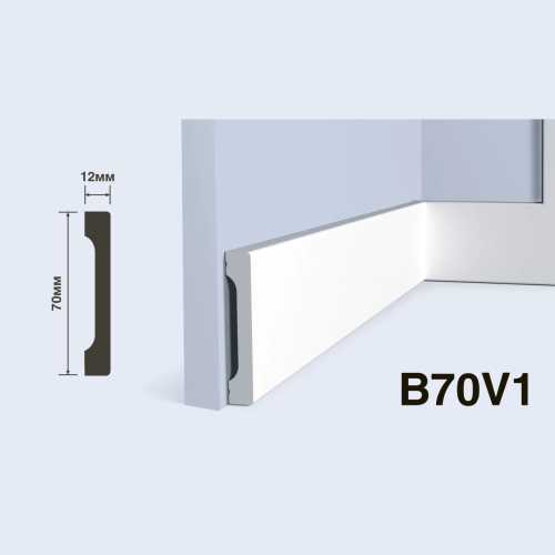 Фото Плинтус напольный Hiwood B70V1 под покраску, белый (70*12*2000)