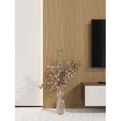 Фото Стеновая панель квадратная МДФ Ликорн - Полосы Орех светлый, 500*500*8 мм (4 шт)