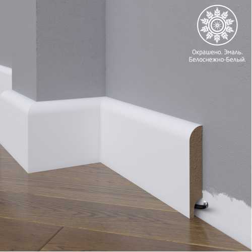 Фото Белый плинтус напольный МДФ Madest Decor 10-100-18 крашеный (100х18х2400 мм)