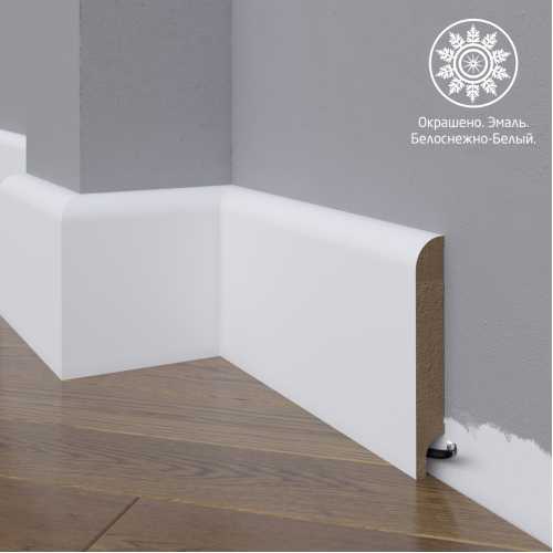 Фото Белый плинтус напольный МДФ Madest Decor 10-120-16 крашеный (120х16х2400 мм)