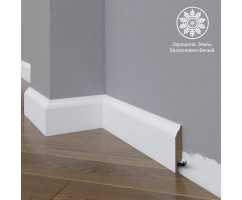Белый плинтус напольный МДФ Madest Decor 16-064-12 крашеный (64х12х2400 мм)