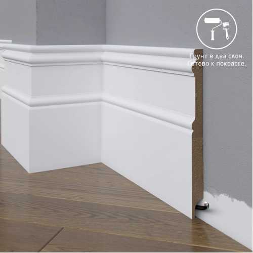 Фото Плинтус напольный под покраску 17-185-22 Madest Decor MDF (185х22х2400 мм)