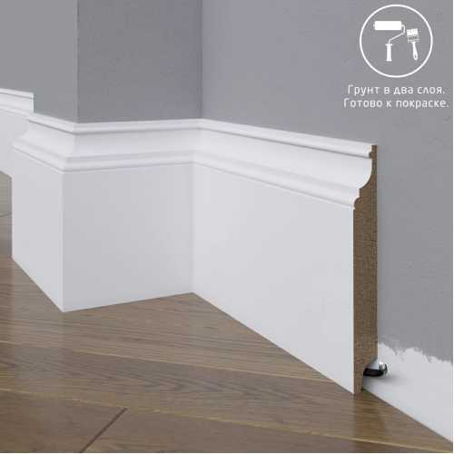 Фото Плинтус напольный под покраску 27-150-18 Madest Decor MDF (150х18х2400 мм)