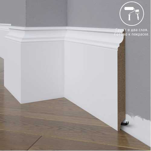 Фото Плинтус напольный под покраску 27-185-22 Madest Decor MDF (185х22х2400 мм)