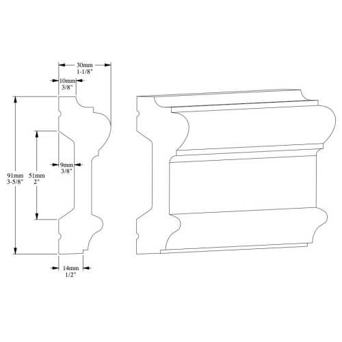 Фото Молдинг под покраску Orac decor P9010 из полиуретана (91х30х2000 мм)