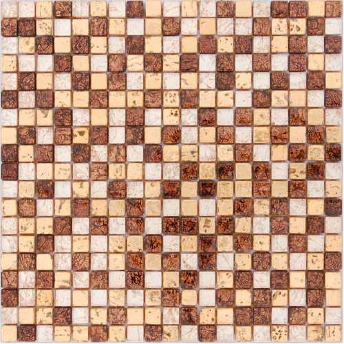 Фото Мозаика стеклянная с камнем Caramelle Antichita Classica-6, 15х15 (310х310х8 мм)