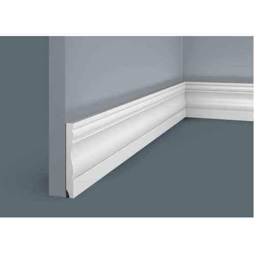 Фото Плинтус напольный Cosca PX015 под покраску, белый 80х11