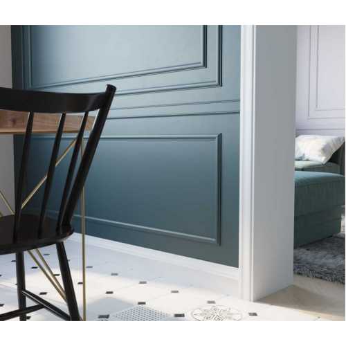 Фото Плинтус напольный Cosca PX009 под покраску, белый, широкий (120х25)