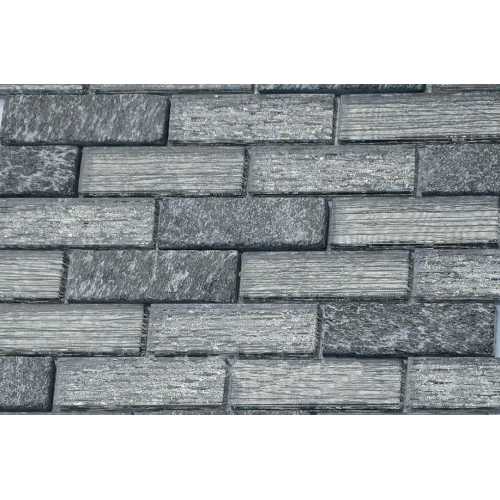 Фото Мозаика стеклянная с камнем Caramelle Naturelle Punaluu 73х23 (260х298х8 мм)