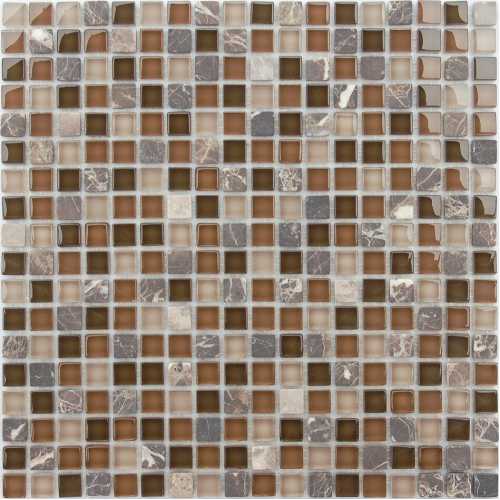 Фото Мозаика стеклянная с камнем Caramelle Naturelle Andorra 15х15 (305х305х4мм)
