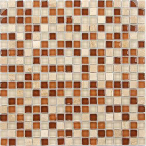 Фото Мозаика стеклянная с камнем Caramelle Naturelle Baltica 15х15 (305х305х4 мм)