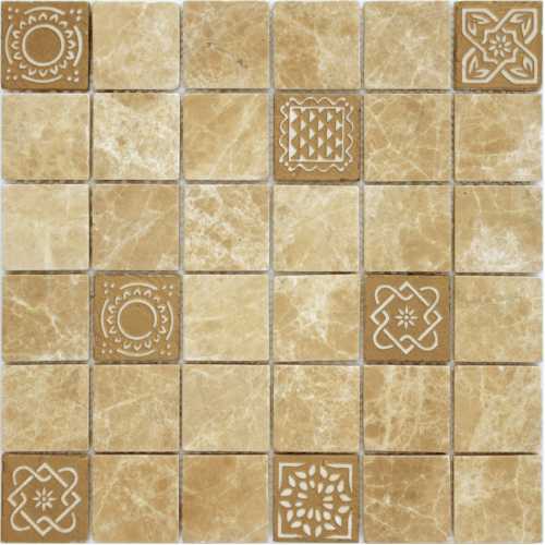 Фото Мозаика из натурального камня Caramelle Art Stone Emperador light 48х48 (300х300х8 мм)