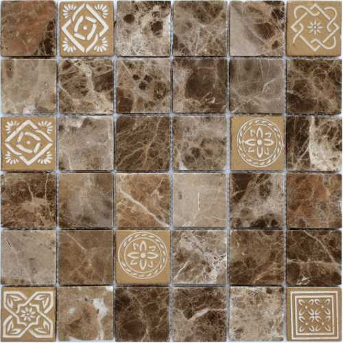 Фото Мозаика из натурального камня Caramelle Art Stone Emperador dark 48х48 (300х300х8 мм)