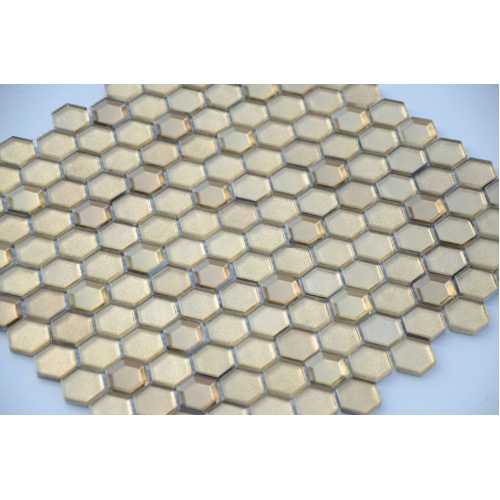 Фото Мозаика стеклянная Caramelle Alchimia Aureo grani hexagon 23х13 (300х300х6 мм)