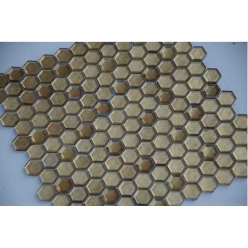 Фото Мозаика стеклянная Caramelle Alchimia Aureo grani hexagon 23х13 (300х300х6 мм)