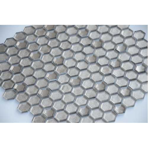 Фото Мозаика стеклянная Caramelle Alchimia Argento grani hexagon 23х13 (300х300х6 мм)