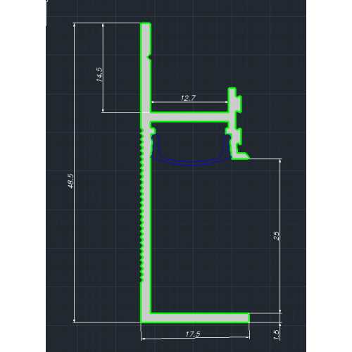 Фото Теневой плинтус с нижней полкой Pro Design 7210 Анодированный (25*12.7*2700)